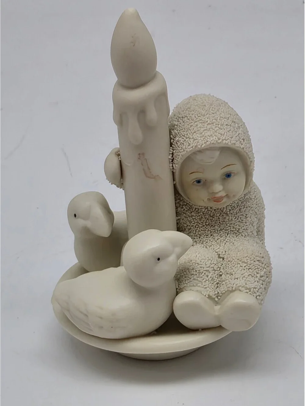Vintage Ceramic Figurine of Child with Candle and Ducks